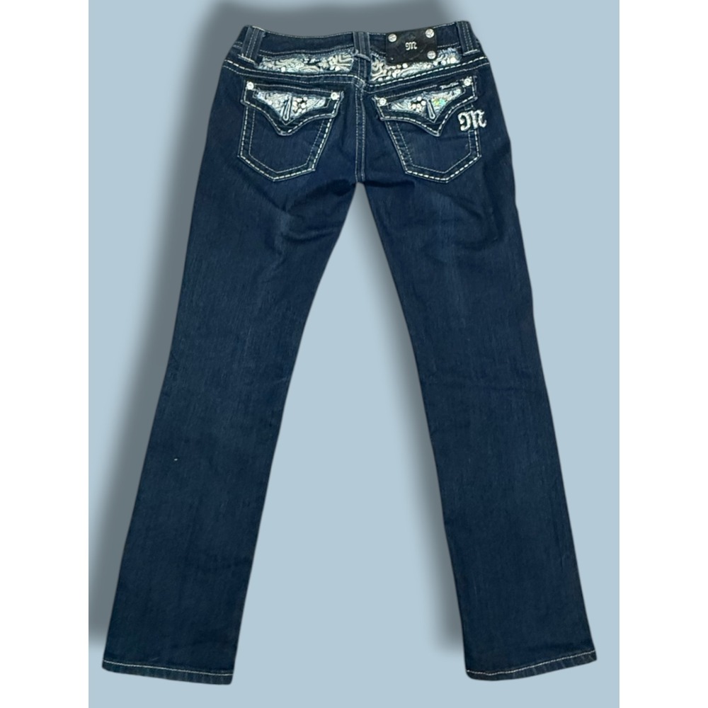 Miss Me Dark Wash Embellished Low rise Cropped Skinny Jeans - JES758Y3 - Size 29 - Picture 9 of 14